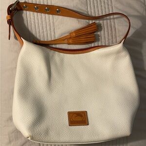 Dooney & Bourke White and Tan Leather Shoulder Bag